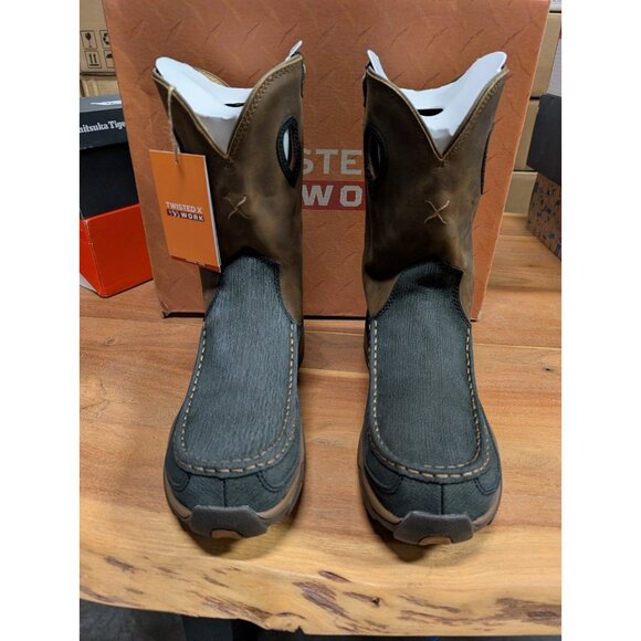Twisted X Mens 11" Pull On Hiker Boot Nano Toe charcoal & tan New size 11 - Picture 2 of 9